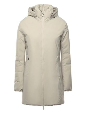 Save The Duck removable hood zip coat - women - Recycled Polyester/Polyester - 1 - Neutrals