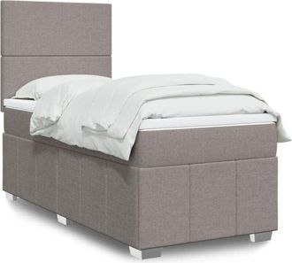 vidaXL Cama Box Spring Con Colch&oacute;n Tela Gris Taupe 80x200 Cm Vidaxl