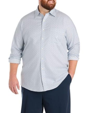 Nautica Big & Tall Geometric Print Sport Shirt in Sail White at Nordstrom, Size Xx-Large