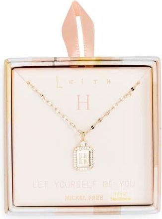 Leith Initial Pendant Necklace in H- Clear- Gold at Nordstrom Rack
