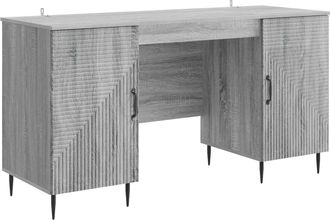 vidaXL Escritorio Gris Sonoma 142,5 X 50 X 75 Cm Madera De Ingenier&iacute;a Vidaxl