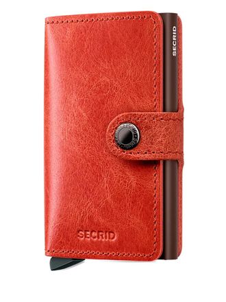 Secrid leather button card holder - unisex - Leather - One Size - Orange