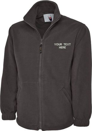 Generic Personalised Embroidered UC604 Your Text Here Micro Fleece Jacket Adult Unisex Top(3XL, Charcoal)
