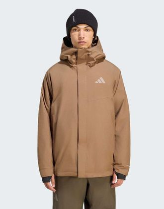 adidas Terrex multi giacca a 2 strati climaproof imbottita in brown oxide-Marrone
