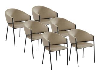 Pascal Morabito Set de 6 sillas terciopelo beige