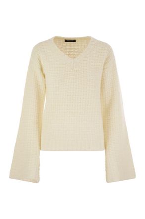 Fabiana Filippi V-Neck Sweater In Platinum With Sequins