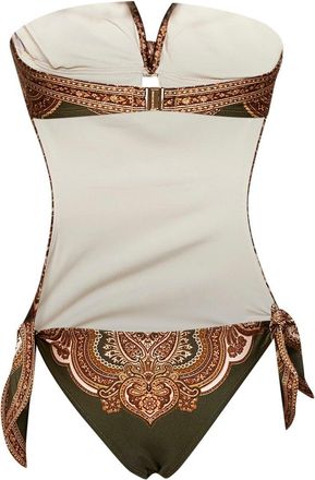Zimmermann Womens One-Piece Swimsuit Mahon Olive Paisley Multicolour Polyamide Swimwear Sea Clothing