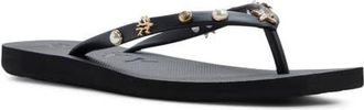 Roxy Hema Shell Stud Flip Flop in Black at Nordstrom, Size 10