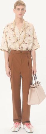 Valentino Pantalone Valentino In Gabardina Di Cotone Uomo CHOCOLATE 46