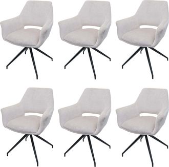 Hhg [nunca Usado] Juego De 6 Sillas De Comedor Hhg-745, Silla De Cocina Silla Con Reposabrazos, Posici&oacute;n Autom&aacute;tica Giratoria, Tela Met&aacute;lica Mvg, Blanco-c