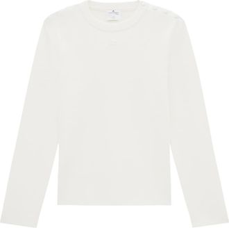 Courr&egrave;ges logo-patch buttoned sweater - men - Polyester/Viscose - S - White