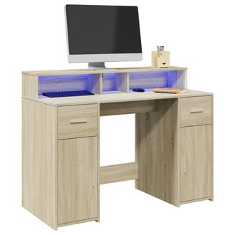 vidaXL Vidaxl - Scrivania Con Luci Led Rovere Sonoma 120x55x91cm In Multistrato