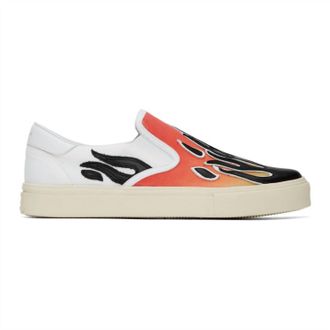 Amiri Mens Flame Slip On Sneakers In Multicolor Black White