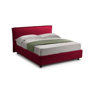 Dmora Cama Francesa Brosso, Desenfundable, Con Contenedor, Fabricada En Italia, Tama&ntilde;o Colch&oacute;n 120x200 Cm, Rojo