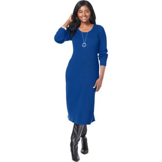 Jessica London Scoop-Neck Sweater Dress in Dark Sapphire at Nordstrom, Size 32