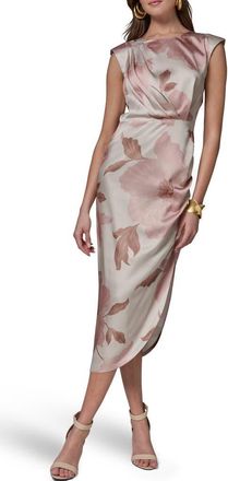 DKNY Floral Print Ruched Sheath Dress in Snow Petal at Nordstrom, Size 14