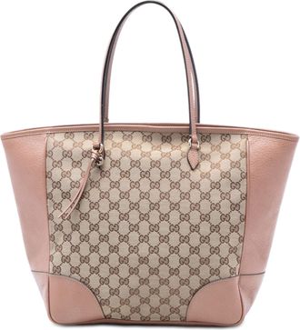Gucci Pre-owned Womens Gg Canvas And Leather Bree Tote - Peach - One Size