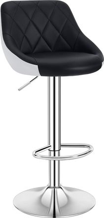 Woltu Woltu 1 Pz Sgabello Da Bar Sedia Cucina Imbottita Girevole In Metallo E Ecopelle Nero+bianco