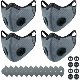 OEM 4 Mascarillas Deportivas Reutilizables Y Transpirables + 12 Filtros De Carb&oacute;n Activado, Para Actividades Al Aire Libre, Carpinter&iacute;a, Cortar El C&eacute;sped,