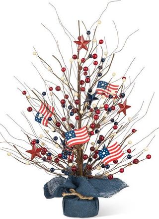 Glitzhome 20H Patriotic Americana Berry or Hat Table Tree in Red at Nordstrom, Size Medium