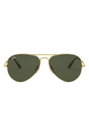 Ray-Ban Blue Light Blocking 62mm Oversize Aviator Everglasses in Green at Nordstrom