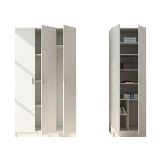 Dmora Armario Multiuso Grande Tergu, Modulable, 10 Estantes, 5 Puertas, 168x180h Cm Blanco