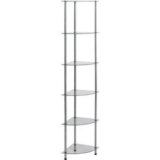 vidaXL 6-Tier Shelf Transparent 30x30x160 cm Tempered Glass Vidaxl