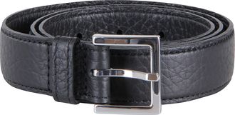 Orciani Black Hammered Leather Slim Belt