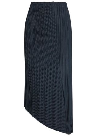 Issey Miyake Unfurling Pleats Woven Midi Skirt - Navy - 2