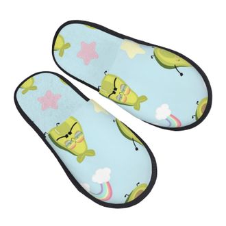 Generic Fuzzy Slippers Green Blue Avocado Fluffy Slippers Casual Warm Slipper For Women Party Indoor M