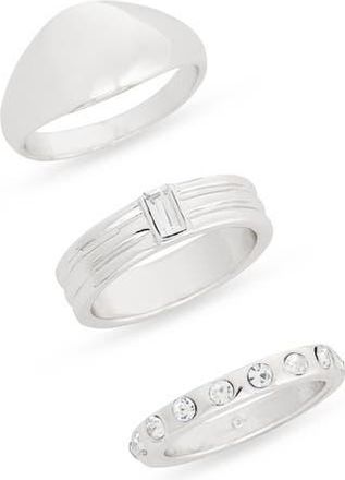 Nordstrom Rack Assorted Set of 3 Rings in Clear- Silver at Nordstrom Rack, Size Medium/large