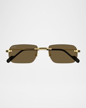 Cartier Men & apos;s CT0497SM Metal Rectangle Sunglasses