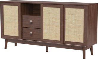 Urban Meuble Aparador efecto madera de nogal con 3 puertas correderas y 2 cajones