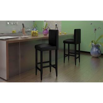 vidaXL Vidaxl - Taburetes De Bar 6 Unidades De Cuero Artificial Negro
