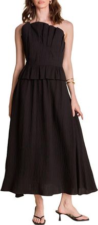 English Factory Pleated Ruffle Strapless Maxi Dress in Black at Nordstrom, Size X-Small