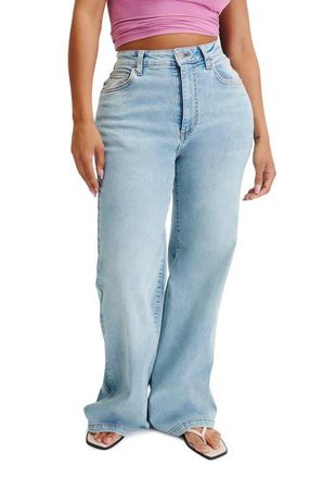 Cotton On Womens Curvy Stretch Wide Jean in Cassette Blue at Nordstrom, Size 18