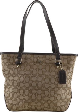 Coach Signature Brown Canvas Tote Bag (Pre-Owned)