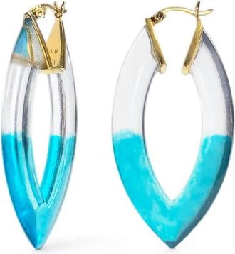 Gold & Honey Womens Painted Marquise Lucite Hoop Earrings In Aqua