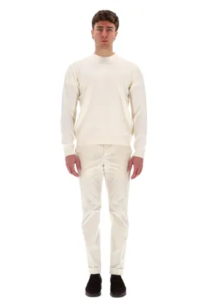 Herno Wool-Cashmere Crewneck Sweater with Suede Patches