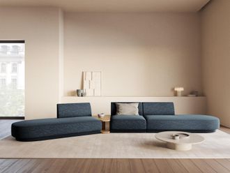 BLOOMINGLOFT 5-Sitzer Design Sofa Miley mit Beistelltisch - Chenille Dunkelblau