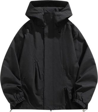 Generic Waterproof Jacket Mens with Hood Lightweight Hooded Windbreaker Plain Colour Baggy Raincoat Smart Casual Spring Summer Coat Outdoor Jackets for Cyclin