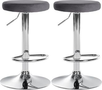 Clp Clp - Set De 2 Taburetes De Bar Ponte En Terciopelo Gris Oscuro Metal Cromado