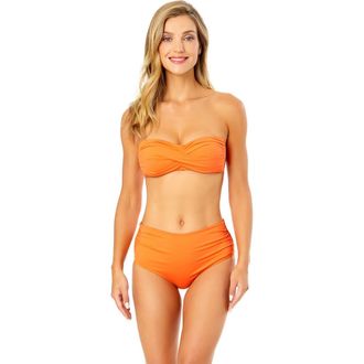 Anne Cole Womens Live In Color Twist Bandeau Bikini Top in Peach at Nordstrom, Size X-Small