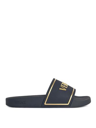 Versace Black Rubber Slippers