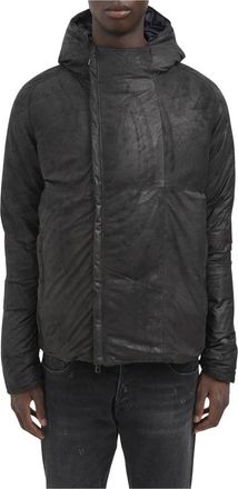 Giorgio Brato Leren donsjack met capuchon - Heren - Leren en Su&egrave;de Jassen - Zwart - XL - Leer - Jassen
