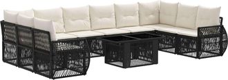 vidaXL Conjunto De Sof&aacute;s De Jard&iacute;n 11 Uds. Negro Y Blanco Crema Vidaxl