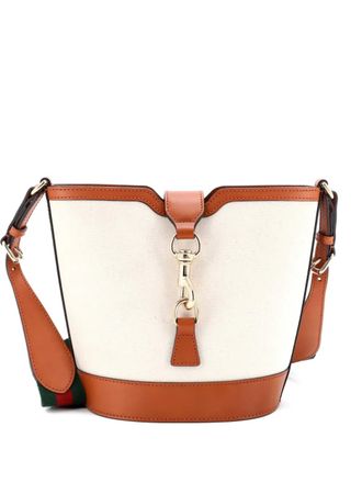 Gucci Web Ophidia Canvas with Leather Mini bucket bag - Toni neutri