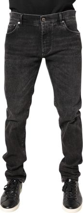 Dolce & Gabbana Mens Gray Washed Cotton Skinny Denim Jeans Elastane Clothing