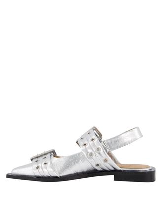 Ganni Hohe Schuhe - Dames Chunky Buckle Ballerina Zilver - Gr. 36 (EU) - in Gunmetal - f&uuml;r Damen