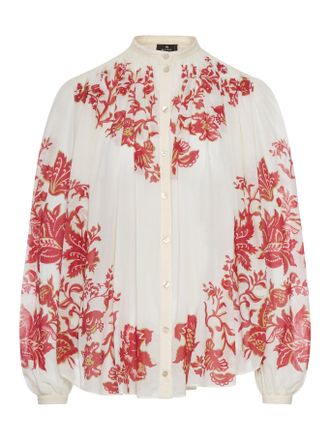Etro COTTON VOILE BLOUSE WITH FLORAL PRINT - Etro - Woman